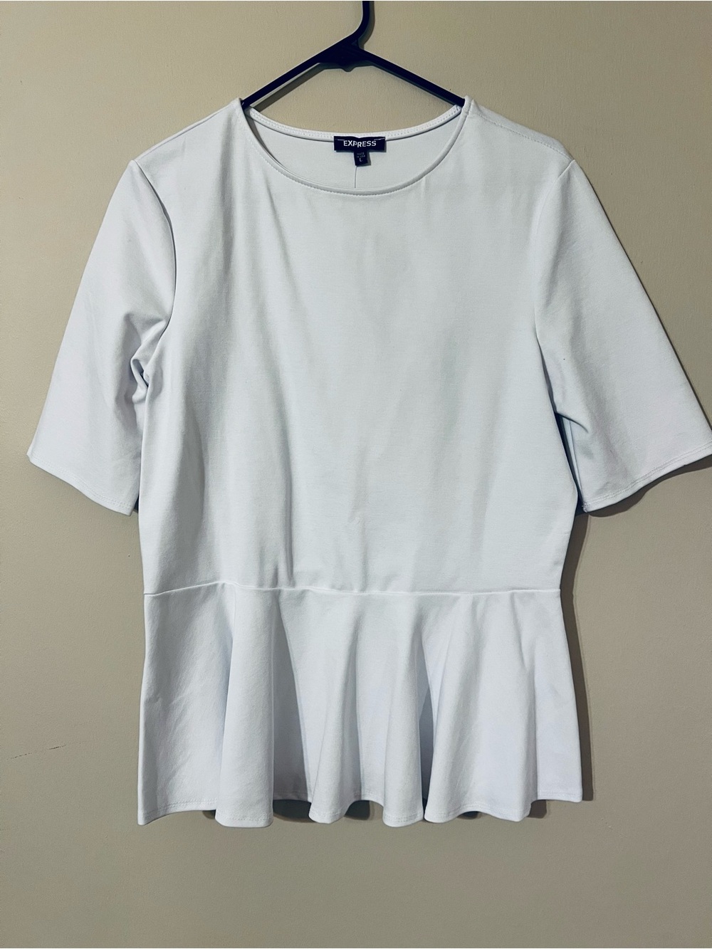 Express White Peplum Short Sleeve Top